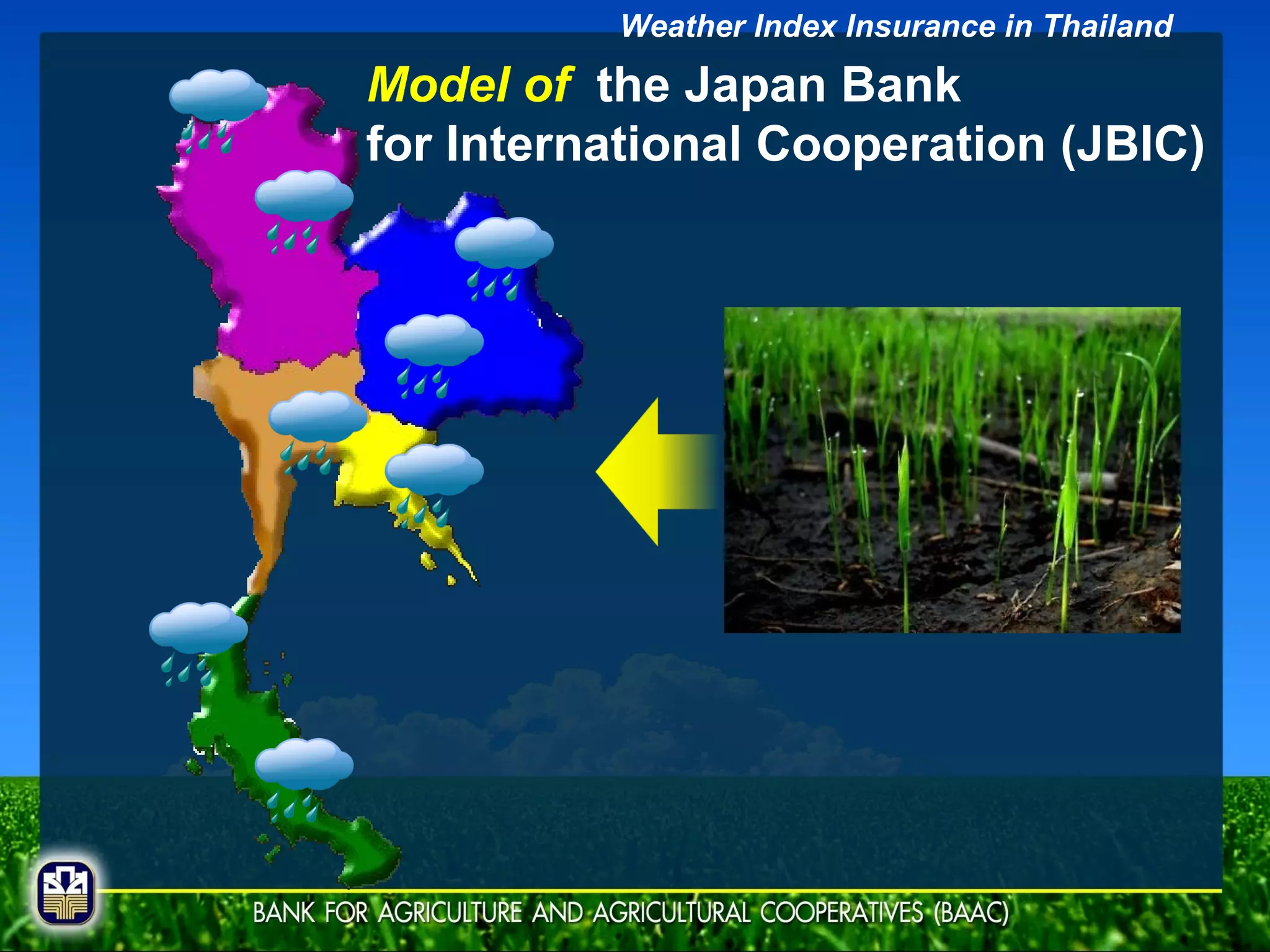 Model of   the Japan Bank  for International Cooperation (JBIC) Weather Index Insurance in Thailand 