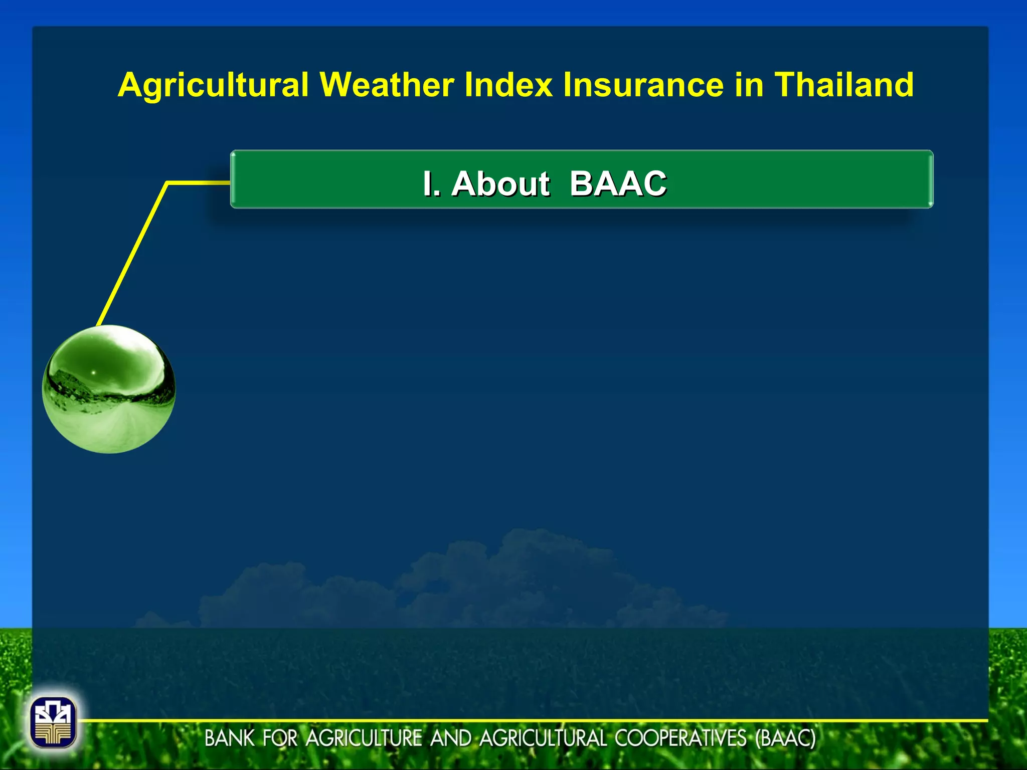 I. About  BAAC Agricultural Weather Index Insurance in Thailand 