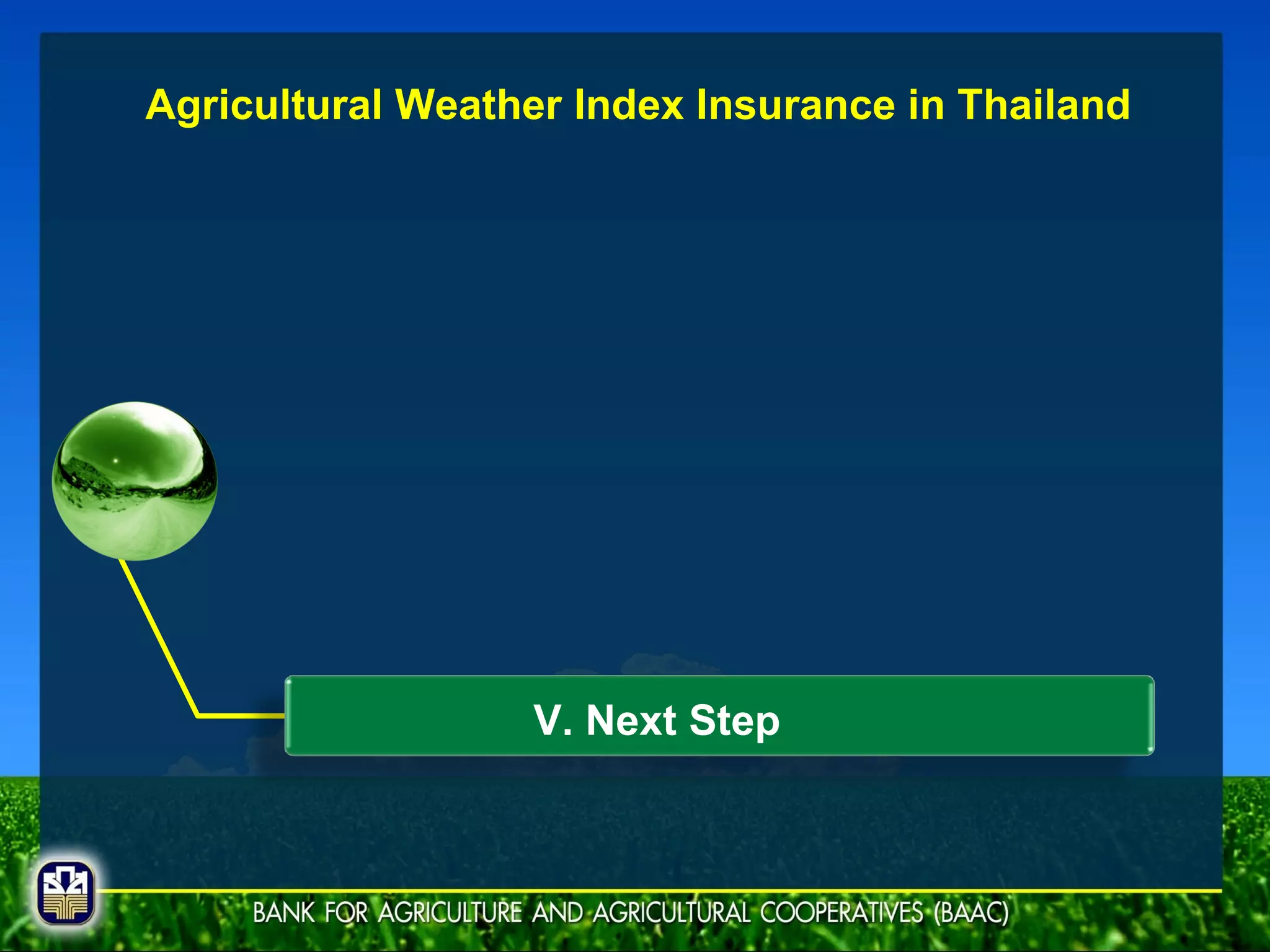 V. Next Step Agricultural Weather Index Insurance in Thailand 