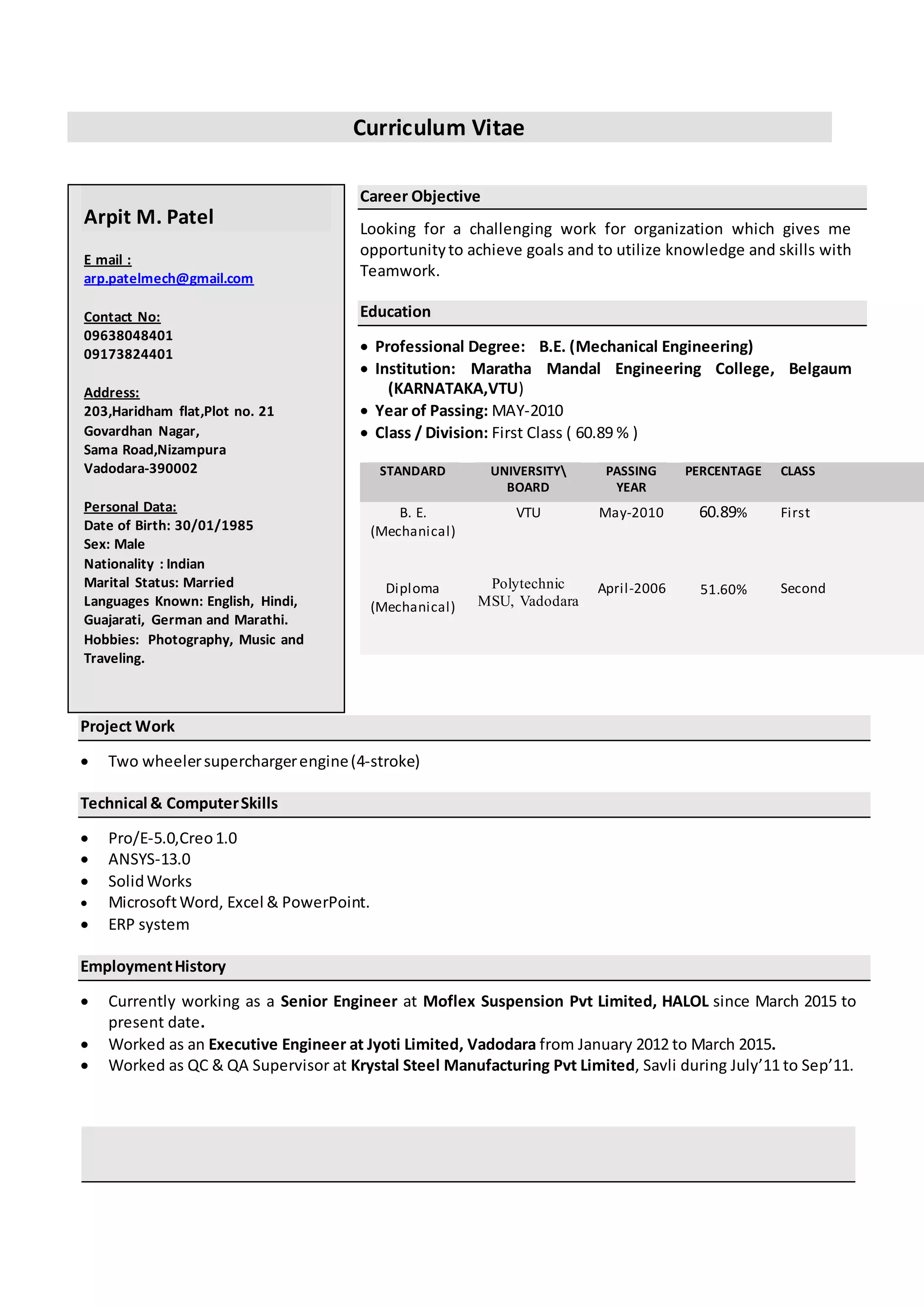 Arpit cv | PDF
