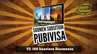 Hinnat alkaen
79€
/per ilta +alv
Yli 100 baarissa Suomessa
 