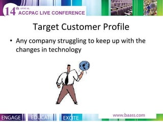 Target Customer Profile Any company struggling to keep up with the changes in technology 