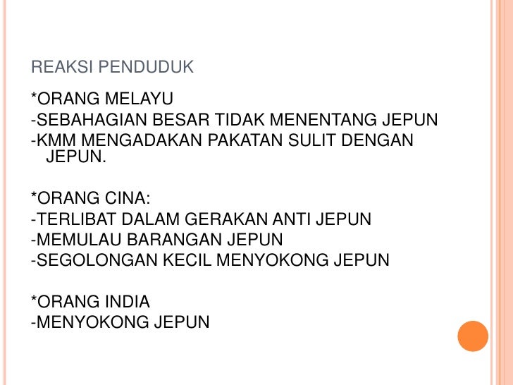 Image result for reaksi penduduk terhadap penjajahan jepun