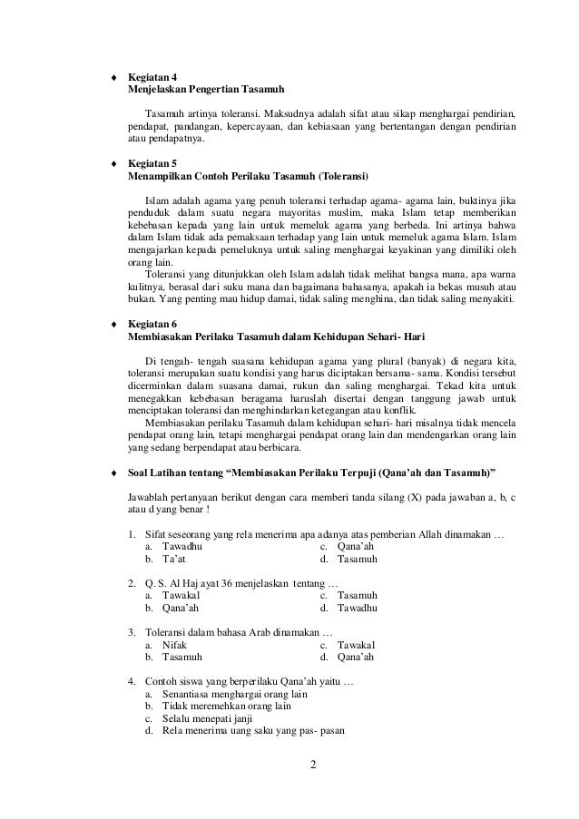 Bab 4 Perilaku Terpuji Qnaah Dan Tasamuh