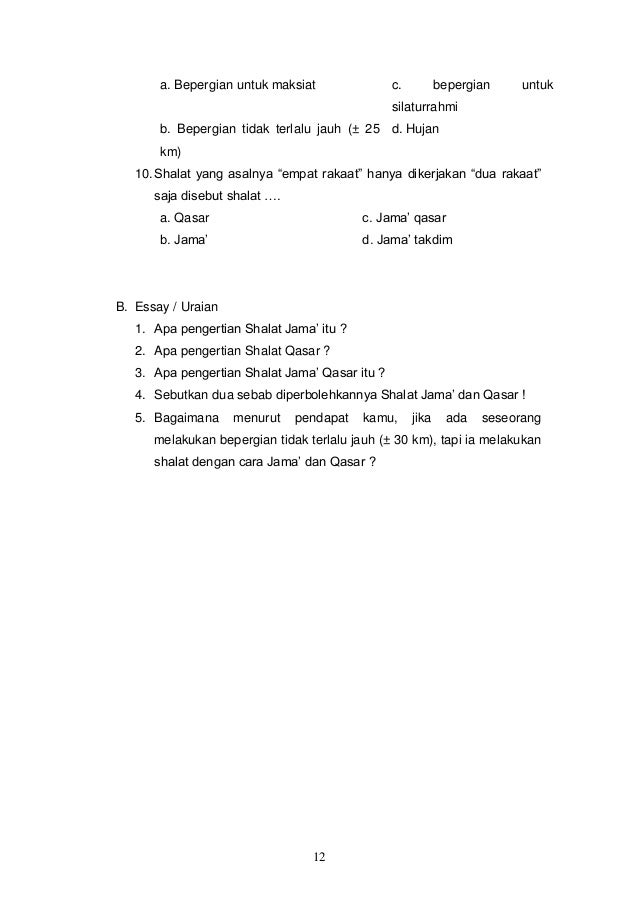 Bab 13 Tata Cara Shalat Jama Qasar