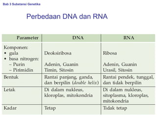 Perbedaan DNA dan RNA
Bab 3 Substansi Genetika
 