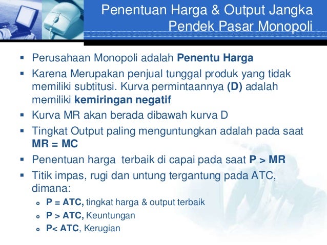 Struktur pasar persaingan sempurna monopoli monopolistik