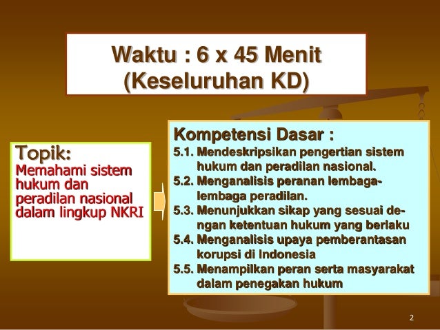 Sistem Hukum Dan Peradilan Nasional Pkn Smk Kurikulum 2013