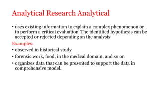 Analytical Research Question Example Introduction to research, definition, classification | PPTX