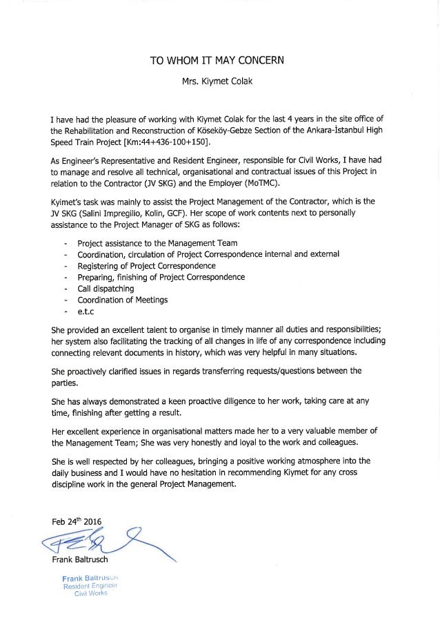 reference letter of mr frank baltrusch resident engineer civil wo refrance letter