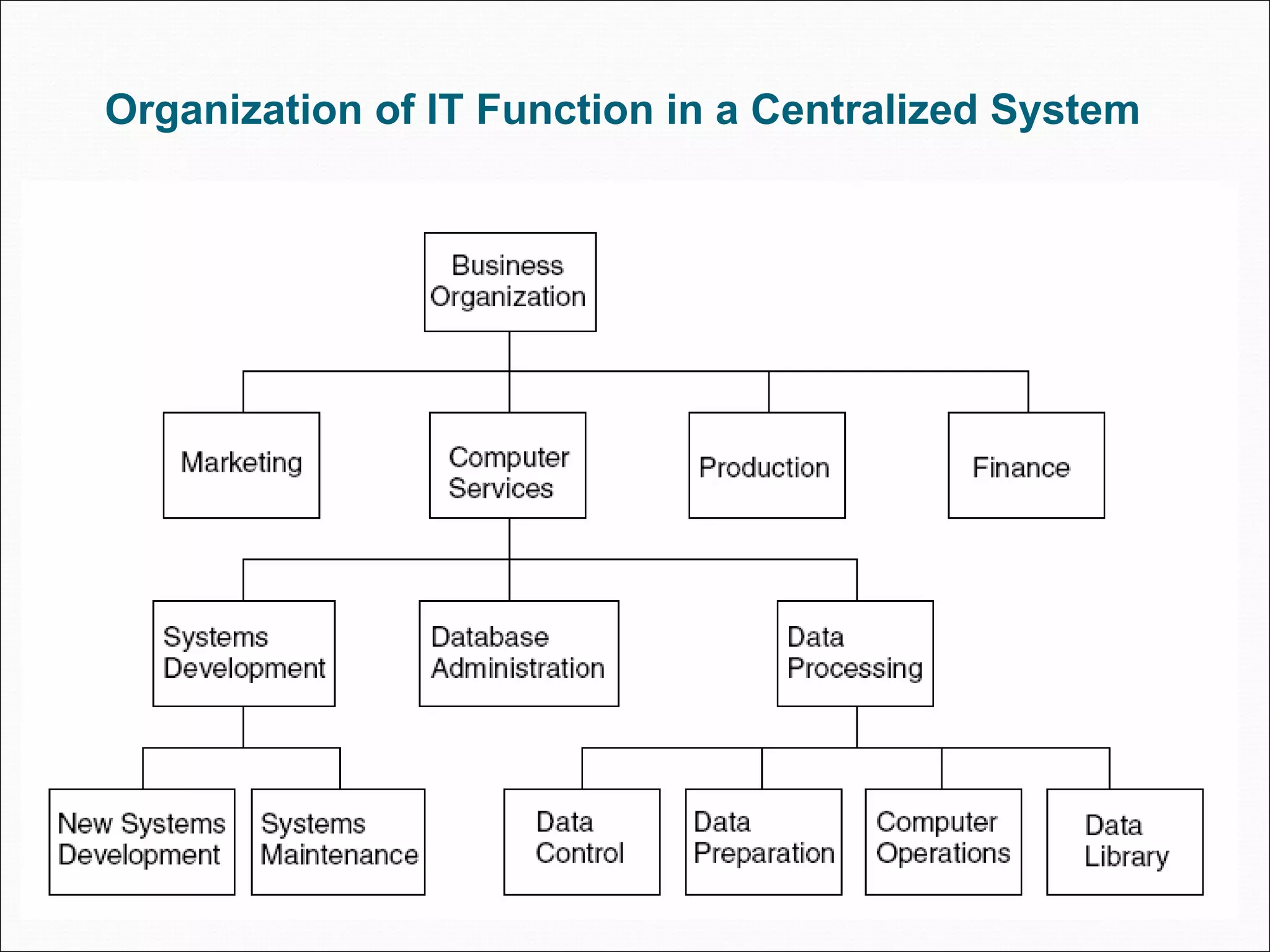 Organization of IT Function in a Centralized System
 