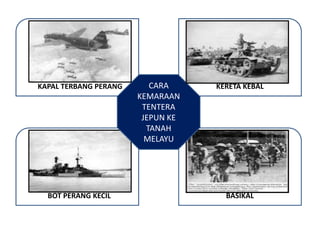 KAPAL TERBANG PERANG CARA KERETA KEBAL KEMARAAN TENTERA JEPUN KE TANAH MELAYU BOT PERANG KECIL BASIKAL 