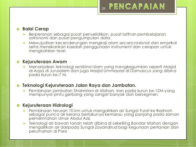 Sains teknologi dan kejuruteraan dalam Islam Sains teknologi dan kejuruteraan dalam Islam