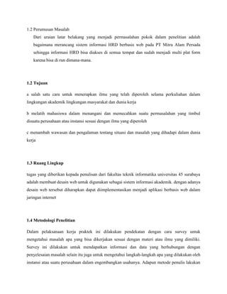 Bab 1 laporan kerja praktek informatika | DOCX