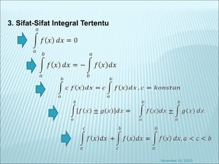 3. Sifat-Sifat Integral Tertentu
November 10, 2015
 