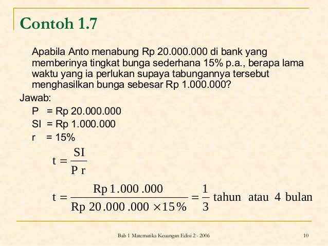 Matematika Keuangan Bunga Sederhana