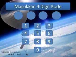 Masukkan 4 Digit Kode
1
0
9
6
3
87
54
2
Kunci:Tgl&Bln
kemerdekaanIndonesia
 