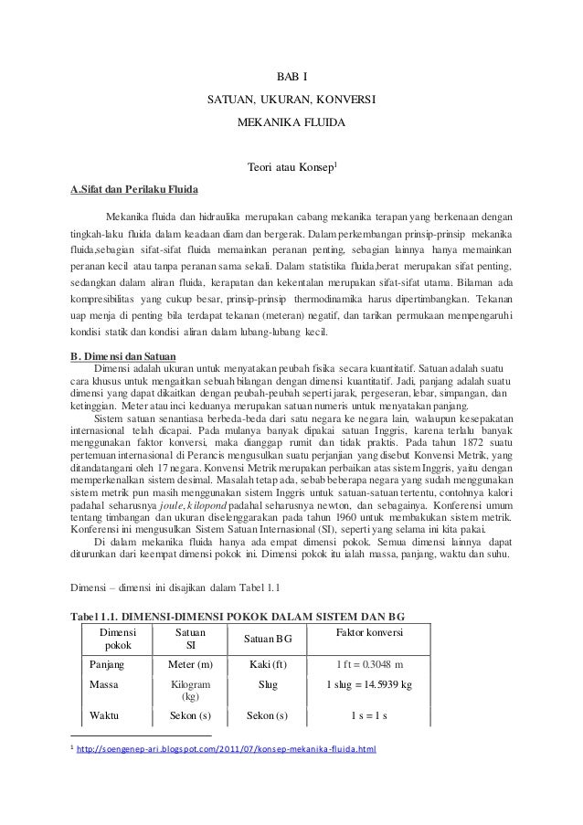 Bab 1 Konversi Satuan Dan Mekanika Fluida