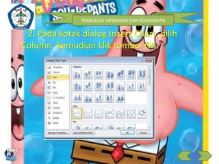 TEKNOLOGI INFORMASI DAN KOMUNIKASI 
2. Pada kotak dialog Insert Chart, pilih 
Column kemudian klik tombol OK. 
 