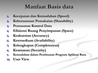 Konsep dasar basis data pada bahasa pemrograman | PPT