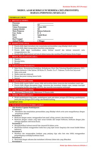 Modul Ajar Kelas 4 SD Kurikulum Merdeka | PDF