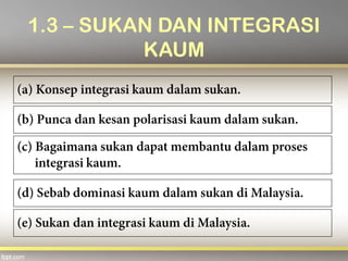 1.3 – SUKAN DAN INTEGRASI
KAUM
 