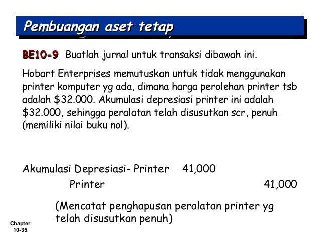 Jurnal Penjualan Aktiva Tetap Penghentian Aktiva Tetap