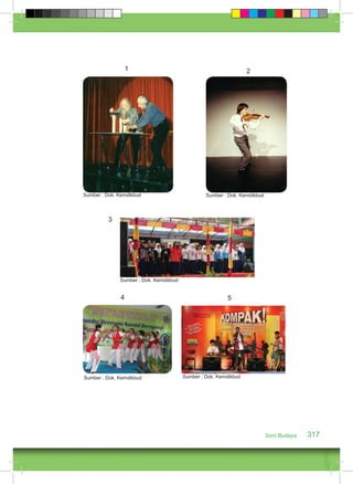 Seni Budaya 317 
Sumber : Dok. Kemdikbud Sumber : Dok. Kemdikbud 
3 
1 2 
Sumber : Dok. Kemdikbud 
4 5 
Sumber : Dok. Kemdikbud Sumber : Dok. Kemdikbud 
 