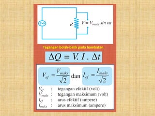 Tegangan bolak-balik pada hambatan.
 