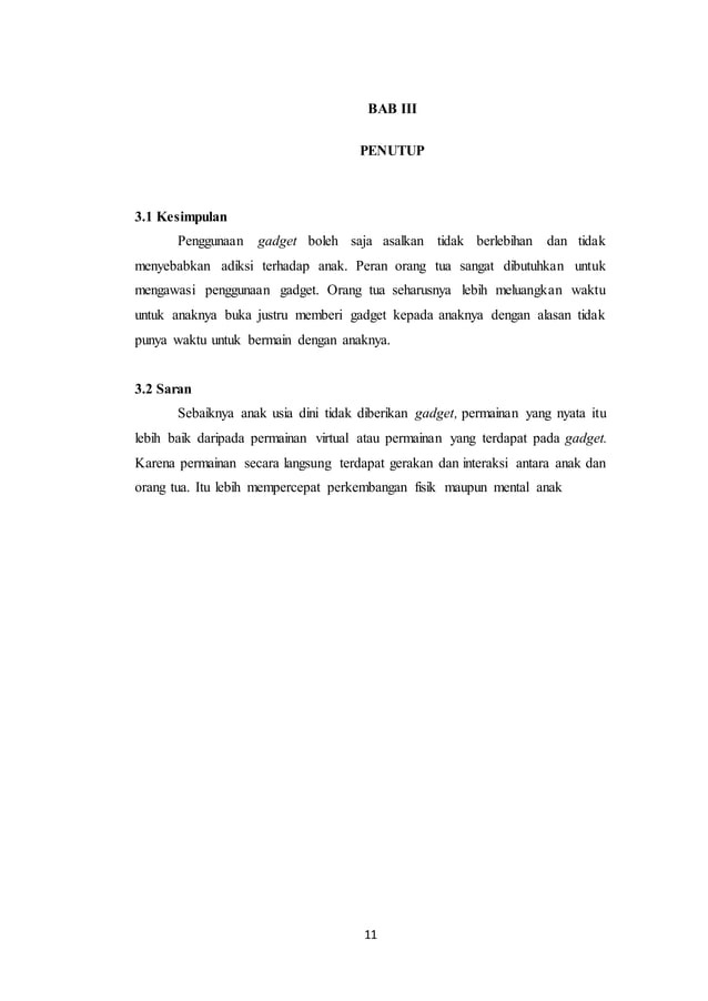 Pengaruh Gadget Terhadap Perkembangan Anak Usia Dini | PDF