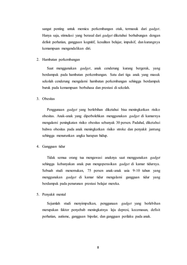 Pengaruh Gadget Terhadap Perkembangan Anak Usia Dini | PDF