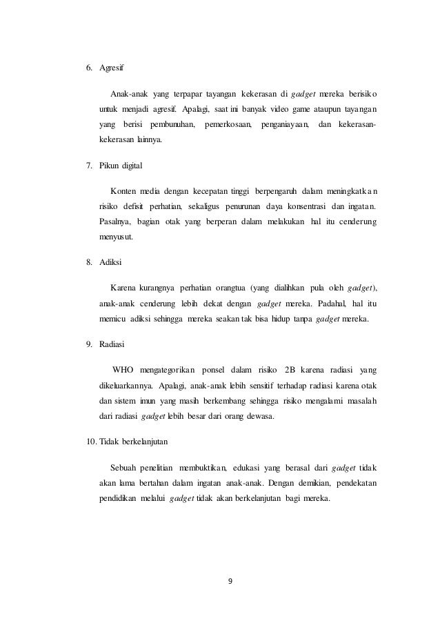 Skripsi Pengaruh Gadget Terhadap Perkembangan Anak Usia Dini - Kumpulan