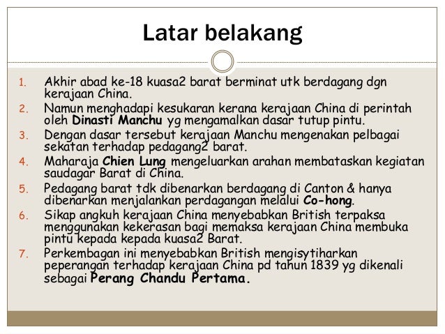 Bab 15 Faktor Faktor Perang Candu Pertama Dan Kedua
