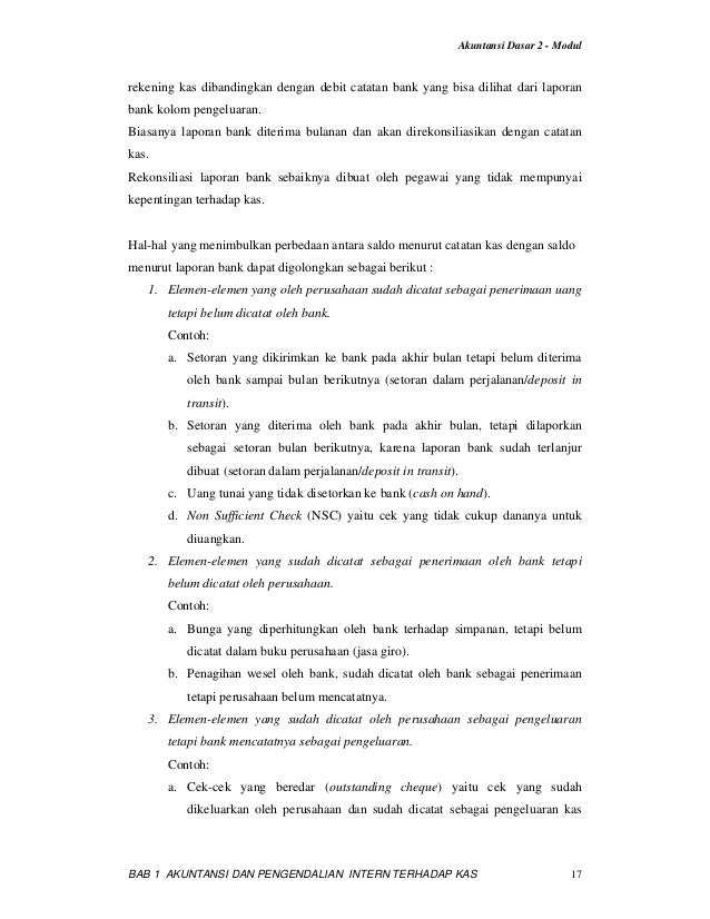 Bab 1 akuntansi dan pengendalian intern terhadap kas