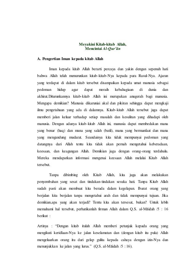 Iman Kepada Kitab Kitab Allah Swt
