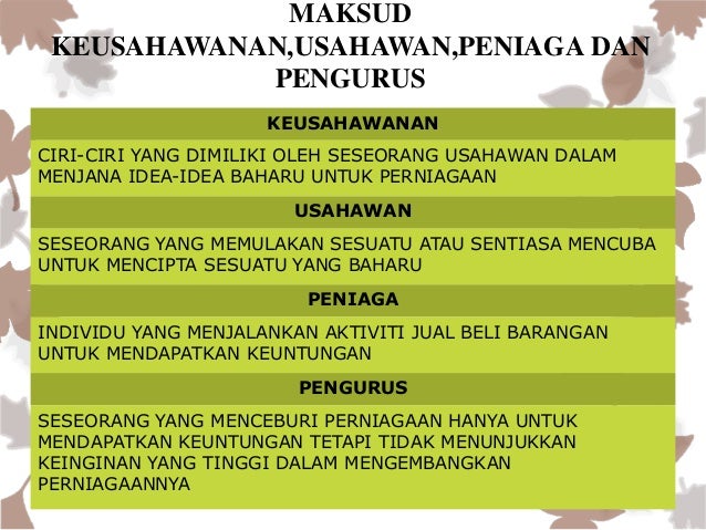 Keusahawanan maksud Definisi usahawan