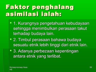KKoonnsseepp--kkoonnsseepp AAssaass 
HHEE 
5599 
FFaakkttoorr ppeenngghhaallaanngg 
aassiimmiillaassii iiaallaahh:: 
 11.. KKuurraannggnnyyaa ppeennggeettaahhuuaann kkeebbuuddaayyaaaann 
sseehhiinnggggaa mmeenniimmbbuullkkaann ppeerraassaaaann ttaakkuutt 
tteerrhhaaddaapp bbuuddaayyaa llaaiinn.. 
 22.. TTiimmbbuull ppeerraassaaaann bbaahhaawwaa bbuuddaayyaa 
sseessuuaattuu eettnniikk lleebbiihh ttiinnggggii ddaarrii eettnniikk llaaiinn.. 
 33.. AAddaannyyaa ppeerrbbeezzaaaann kkeeppeennttiinnggaann 
aannttaarraa eettnniikk yyaanngg tteerrlliibbaatt.. 
 