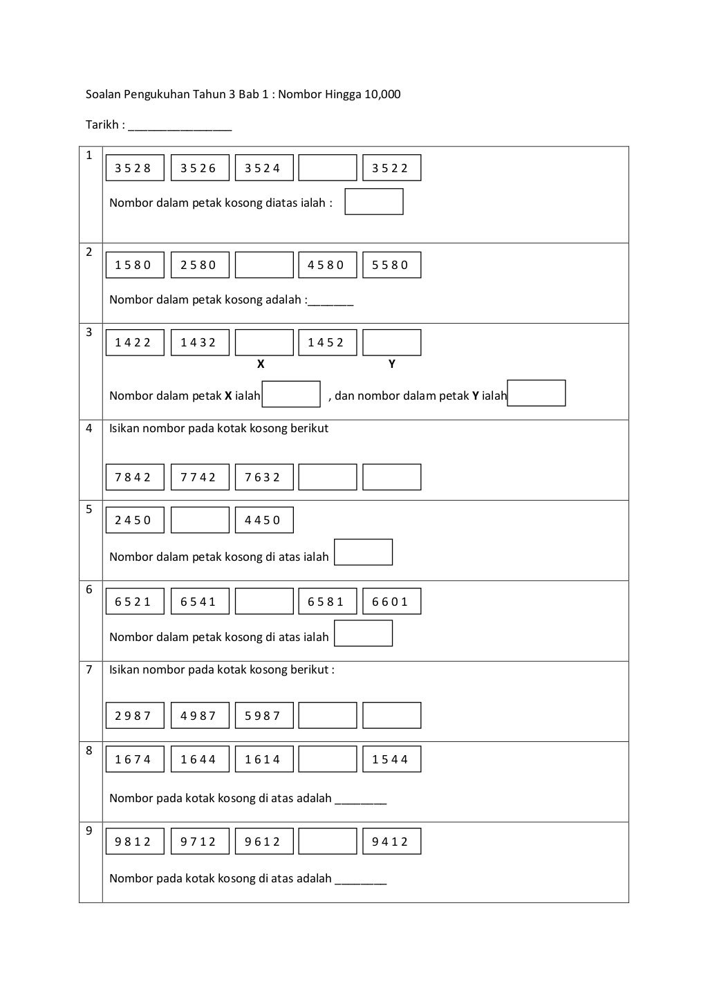 Latihan Pengukuhan Matematik Tahun 3