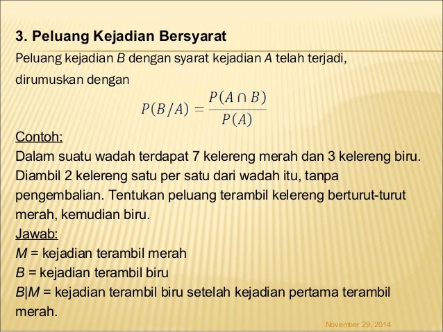 Peluang Kejadian Bersyarat Rumus - Pelajaran Matematika