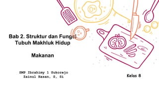 Bab 2. Struktur dan Fungsi
Tubuh Makhluk Hidup
Makanan
SMP Ibrahimy 1 Sukorejo
Zainul Hasan, S, Si Kelas 8
 