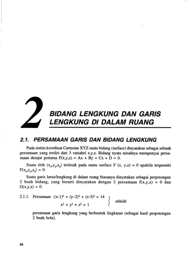 Bidang Lengkung Dan Garis Lengkung Di Dalam Ruang