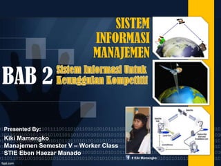 SISTEM INFORMASI MANAJEMEN BAB 2 SistemInformasiUntukKeunggulanKompetitif Presented By: Kiki Mamengko Manajemen Semester V – Worker Class STIE Eben Haezar Manado # Kiki Mamengko 