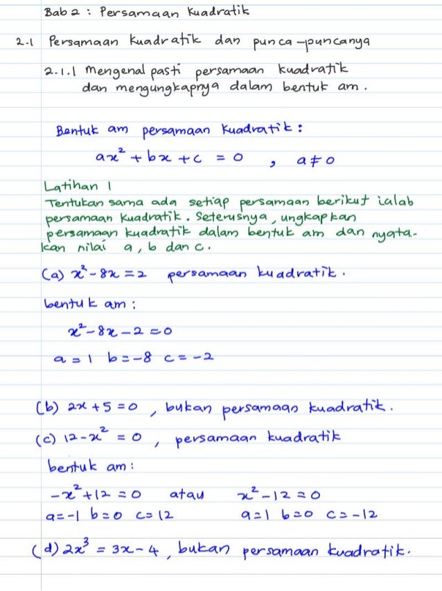 Matematik Tambahan Tingkatan 4 Bab 2 Nota  Miani