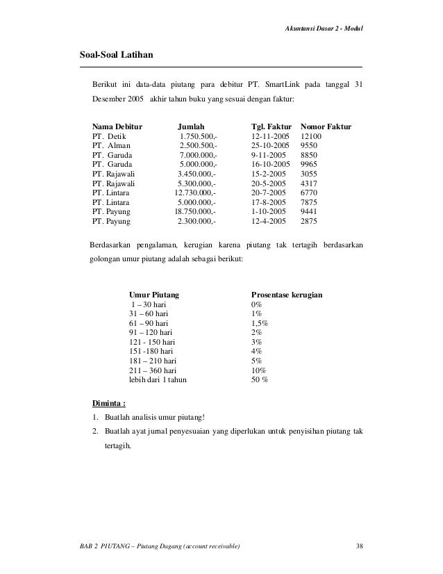 Contoh Soal Umur Piutang Dan Jawabannya - Berbagi Contoh Soal