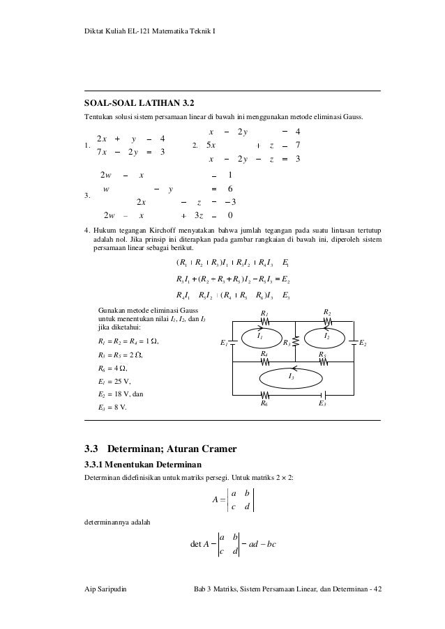 Bab 3 Matriks Determinan Dan Sistem Persamaan Linier