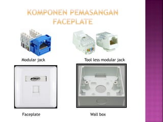 Modular jack 
Tool less modular jack 
Faceplate 
Wall box  