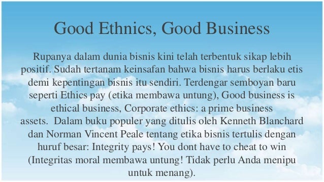 Peranan etika dalam bisnis