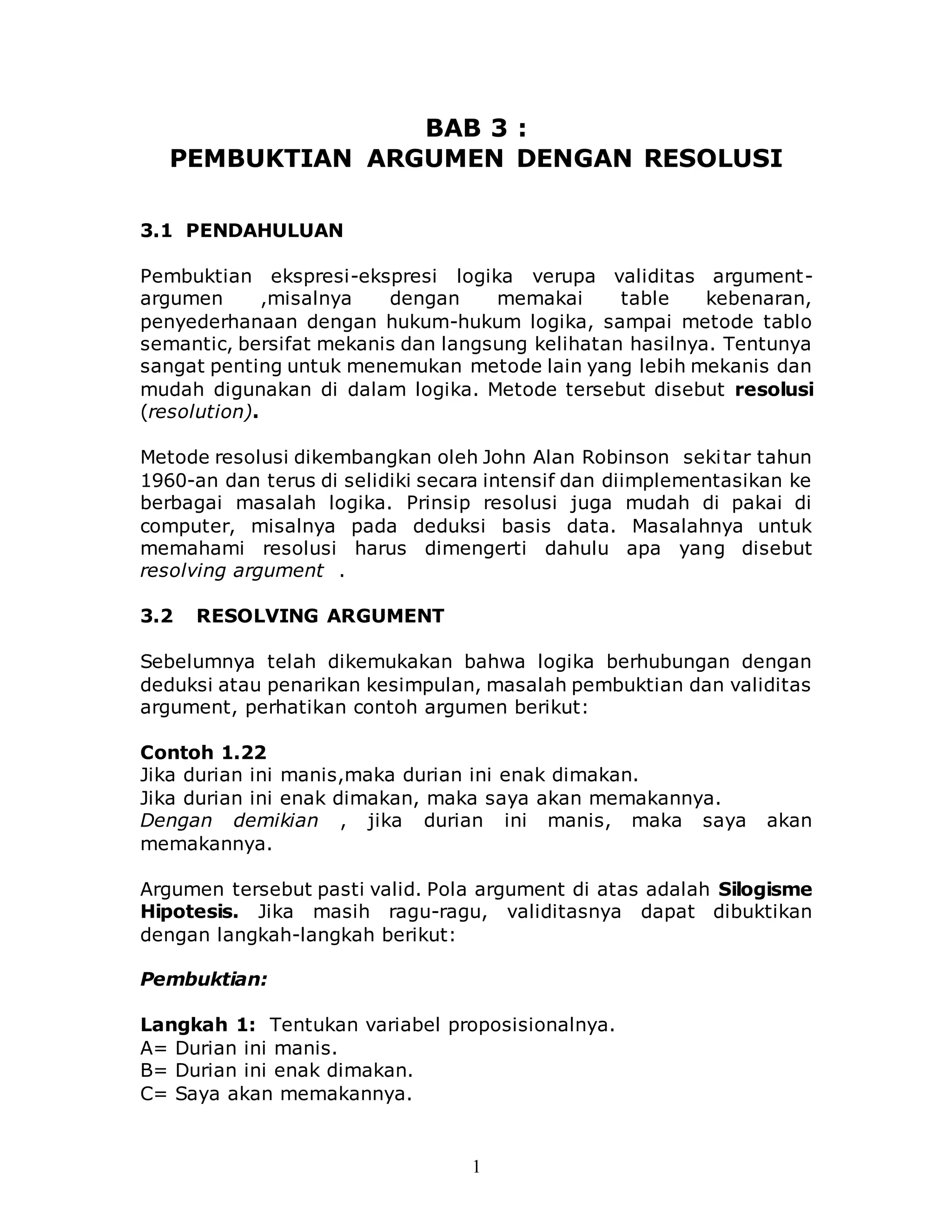 Bab 3 resolusi logika ta 2019 | DOC