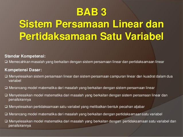 Sistem Persamaan Linear