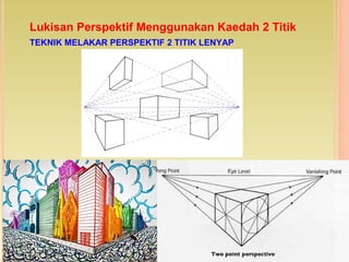 Lukisan Perspektif Menggunakan Kaedah 2 Titik
TEKNIK MELAKAR PERSPEKTIF 2 TITIK LENYAP
 